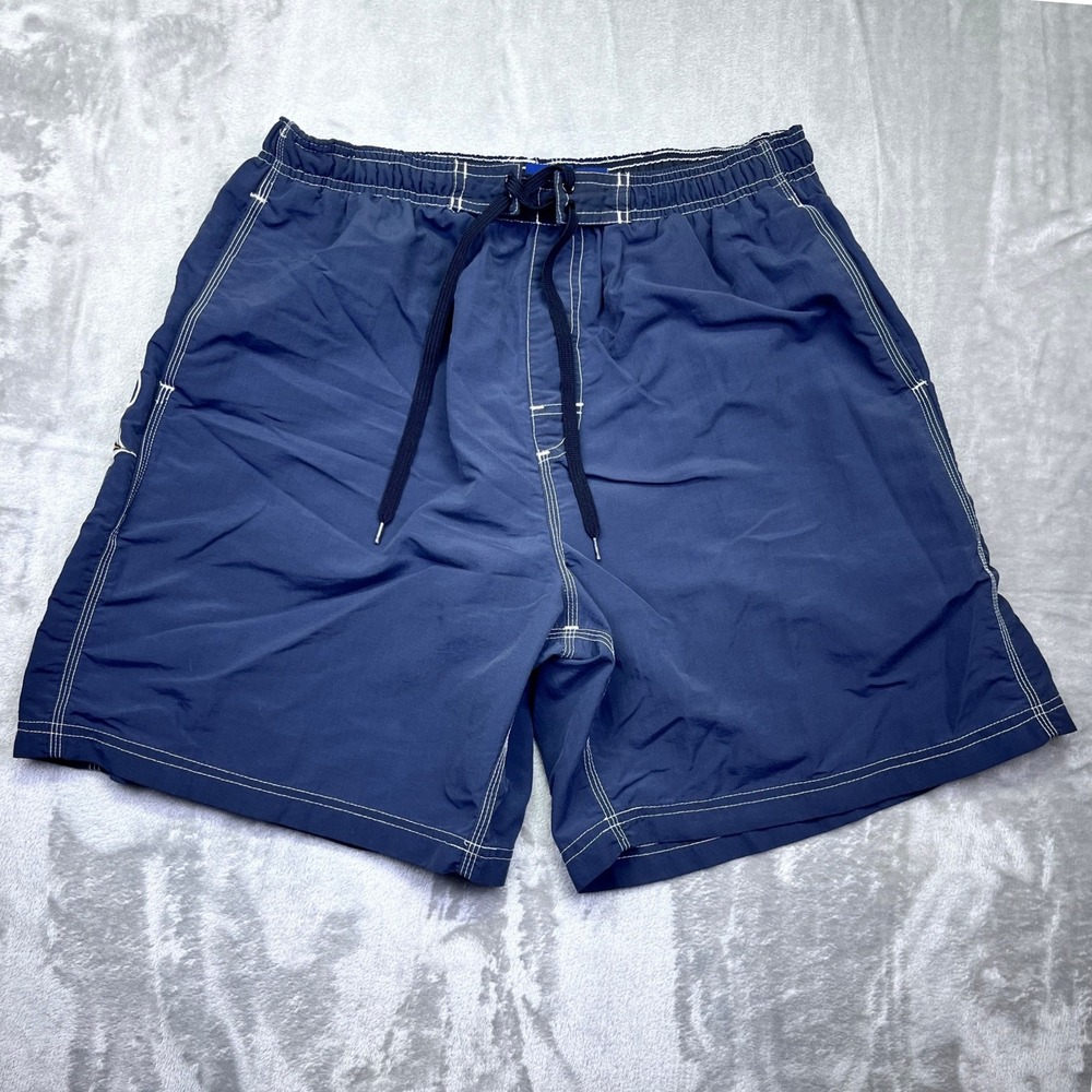Fun Attitude Big Dogs‎ Blue Swim Trunks Drawstring Swimsuit Shorts Fits 30" Sz L